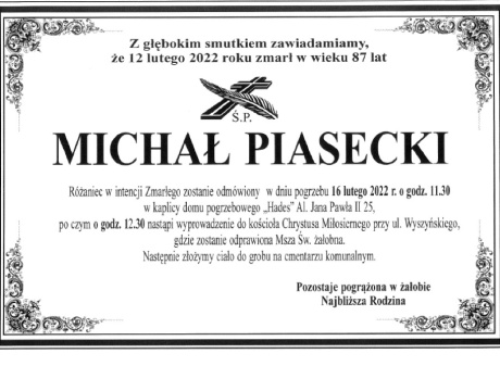 Powiększ obraz: Żegnamy p. Michała Piaseckiego